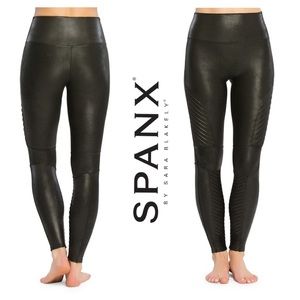 Spanx Black Moto Faux Leather Pants Leggings Large